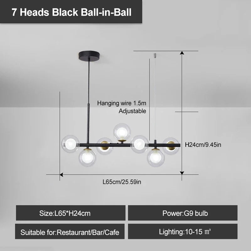 Modern Glass Pendant Lights Black Gold For Living Room Kitchen Restaurant Hotel Bar Front Desk Decor Hanging Lighting Fixture