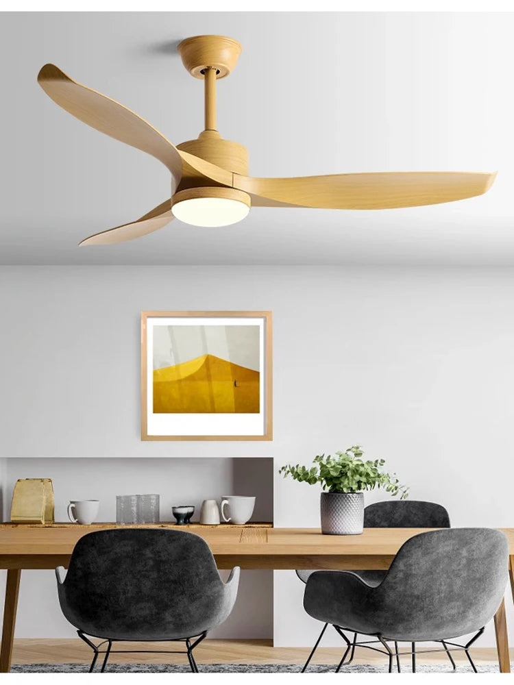Modern Simple 42 /52 Inch Pure Copper DC Motor Remote Control ABS Blade Led Ceiling Fan With Light Restaurant Fan