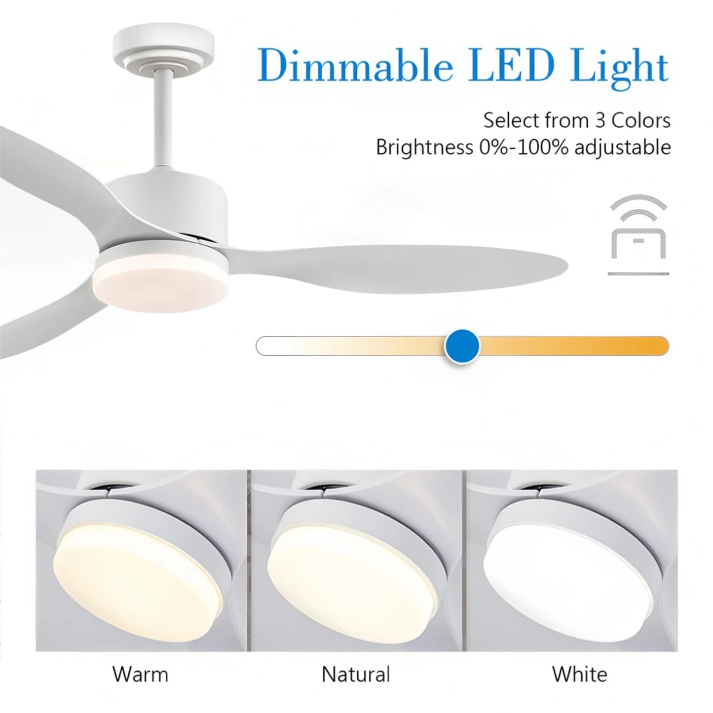 Large Ceiling Fan with Light Long Pole Three-leaf Smart App Remote Control Electric Fan 6-speed Silent Timing Ceiling Fans