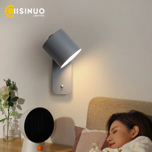 Nordic Wall Lamp Bedside Rotatable Adjustable Light With Switch for Home Decoration Lighting Creative Reading Study Wall Lights