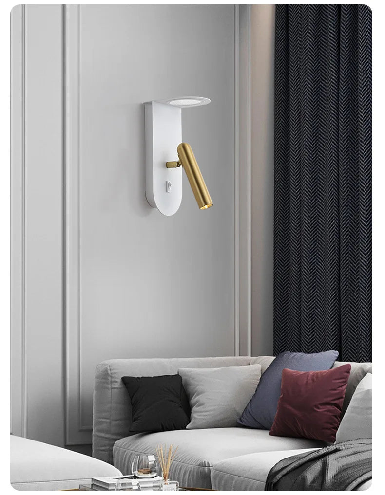 New Minimalist Wall Lamp Rotatable Spotlight Creative Bedroom Bedside Lamp Design Modern Led Wall Sconce ligjt for Hotel Rooms