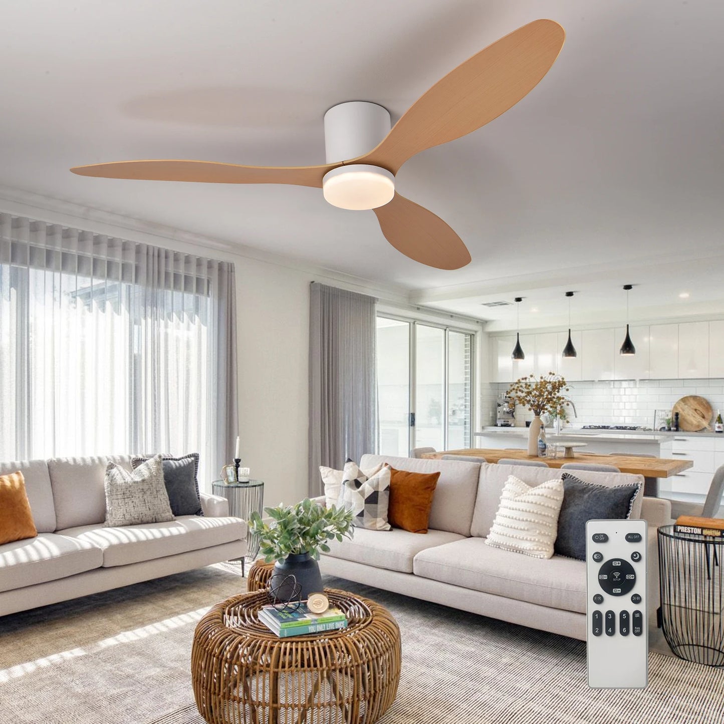 Modern Black White Low Floor DC Motor 30W Ceiling Fans With Remote Control Simple Ceiling Fan With Light Home Fan