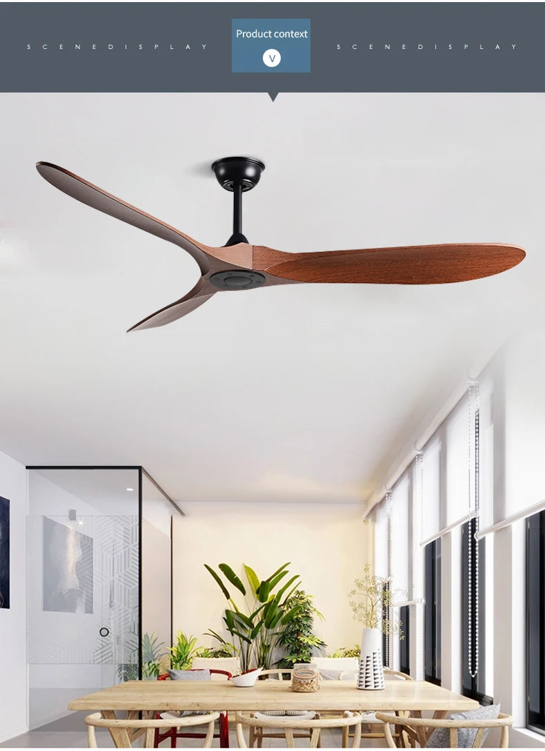 42/52 Inch Nordic LED Ceiling Light Restaurant Living Room Home Remote Control DC Silent Industrial Retro Electric Fan