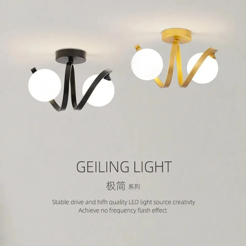 Modern Glass Ceiling Lights Minimalist Black Gold Ceiling lamp Indoor Lighting Hallway Aisle Balcony Entryway Cloakroom Fixtures