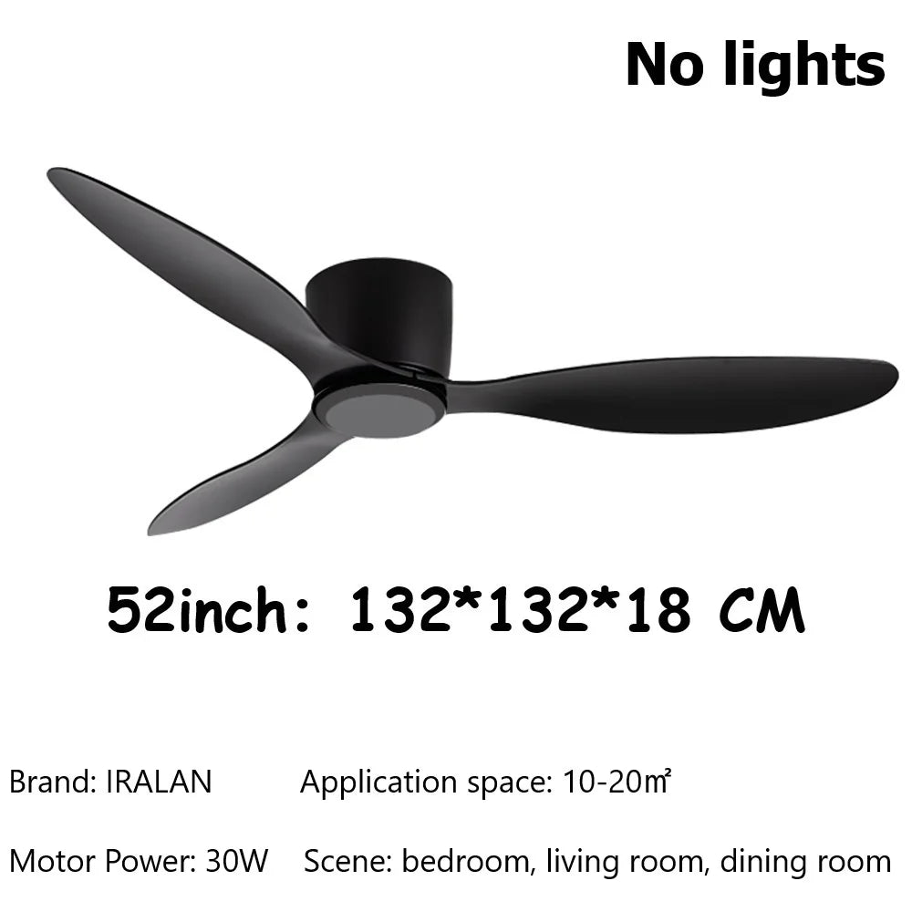 Jelena 42 52 Inch Smart Ceiling Fan No Light DC Motor Cooling Fans Lamp Low Floor Ceiling Fan with Remote Control Electric fan
