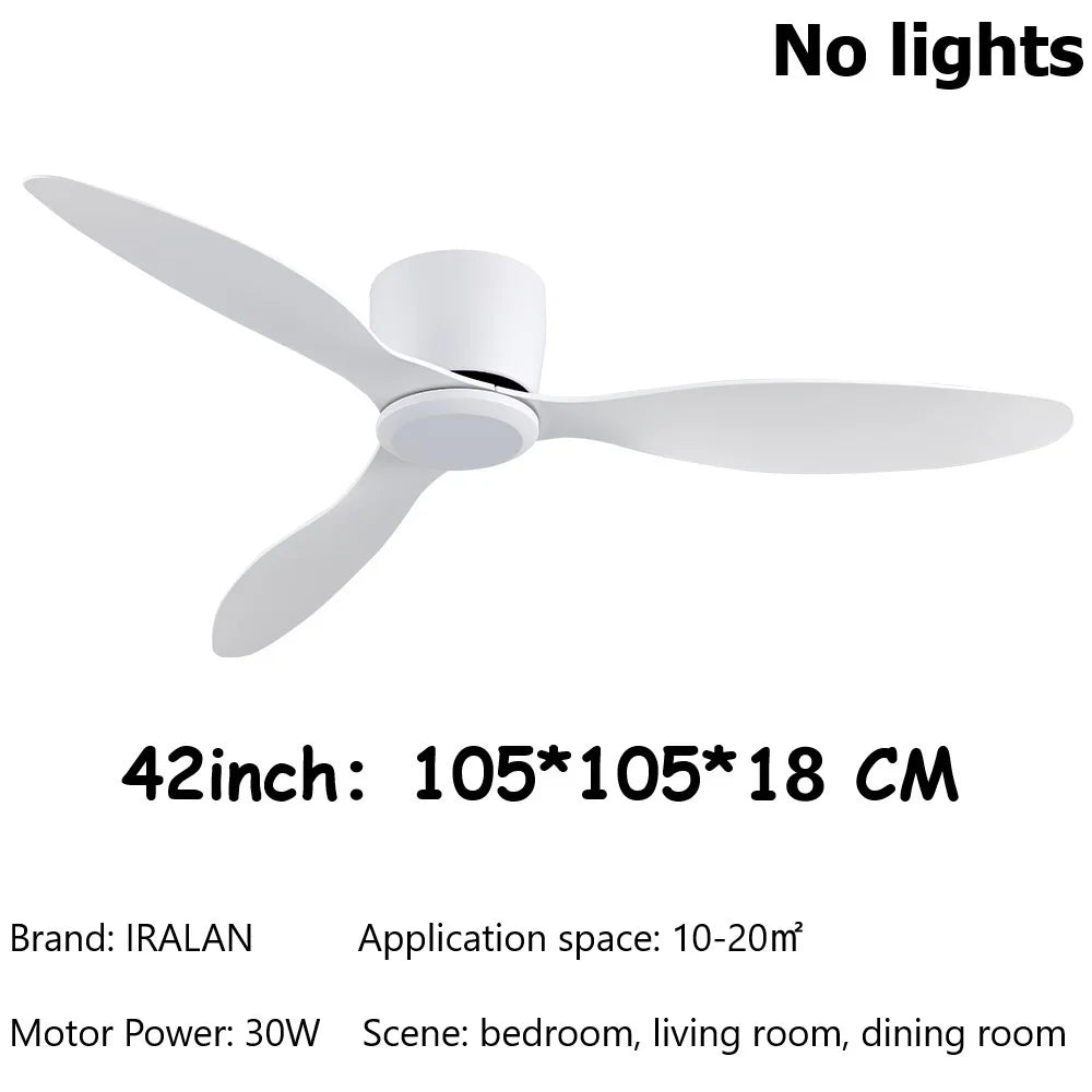 Jelena 42 52 Inch Smart Ceiling Fan No Light DC Motor Cooling Fans Lamp Low Floor Ceiling Fan with Remote Control Electric fan