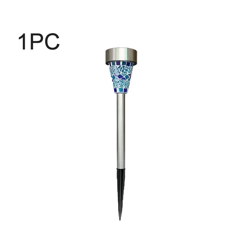 Mosaic Solar Garden Lights Outdoor Decorative Stainless Steel Stake Lights Waterproof Solar Pathway Lights