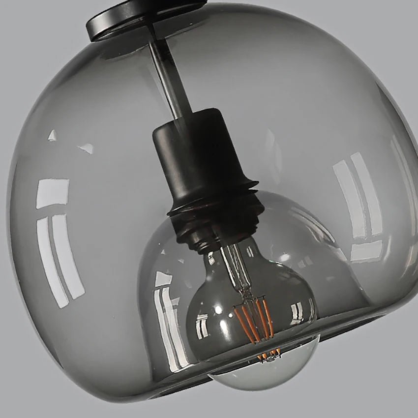 Glass Led Ceiling Chandelier E27 Black Pendant Lamp For Living Room Dining Table Kitchen Bedroom Modern Gray Art Hanging Light