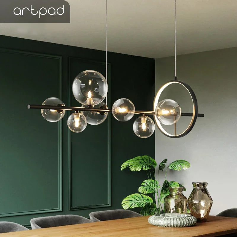 Artpad Black LED Chandelier Light Bubble Nordic Lights Pendant Led Lighting for Dining Room Hanging lights Fixture with G9 Bulb