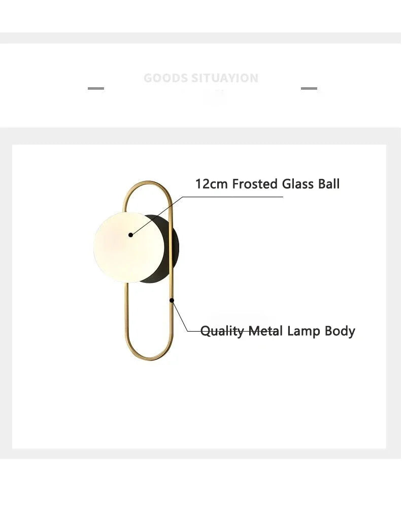Frosted Glass Ball Indoor LED Wall Lamps with Plug Switch Black Gold G9 LED Wall Lights Wall Sconce for Corridor Aisle
