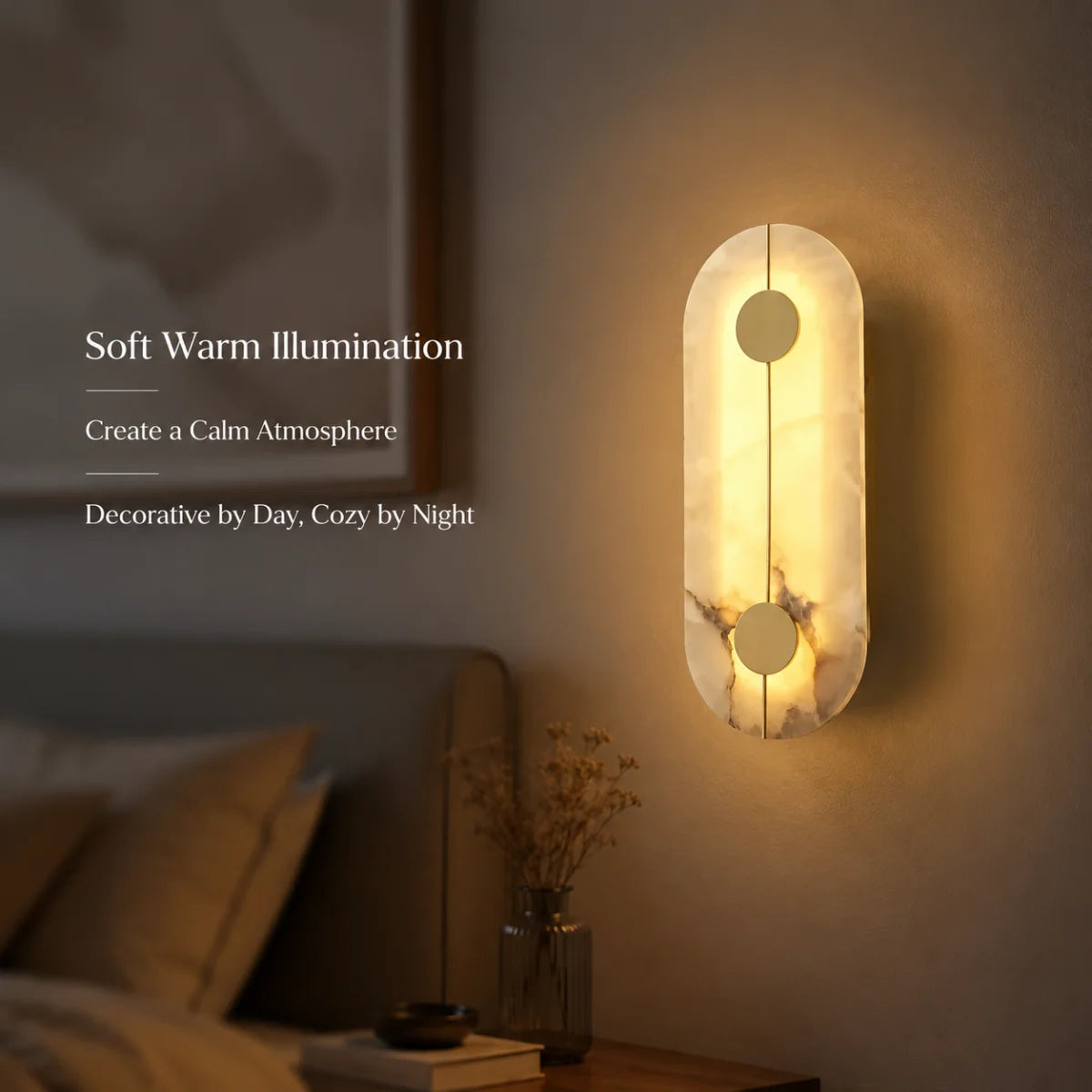 Modern Luxury Creative Marble Wall Light - Alabaster Marble Wall Lamp Sconce for Bedroom Bedside Living Room Aisle Indoor Decor