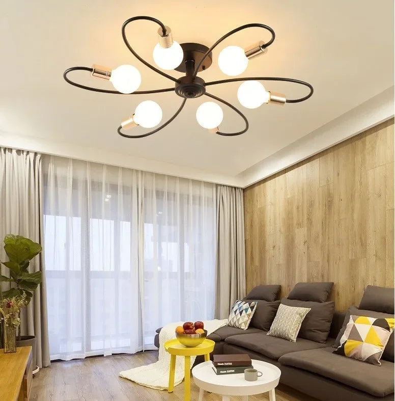 E27 Ceiling Lamp Modern Decor Home Lighting Fixture Retro Industrial Chandelier Wrought Iron LED Decoration Pendant Lights