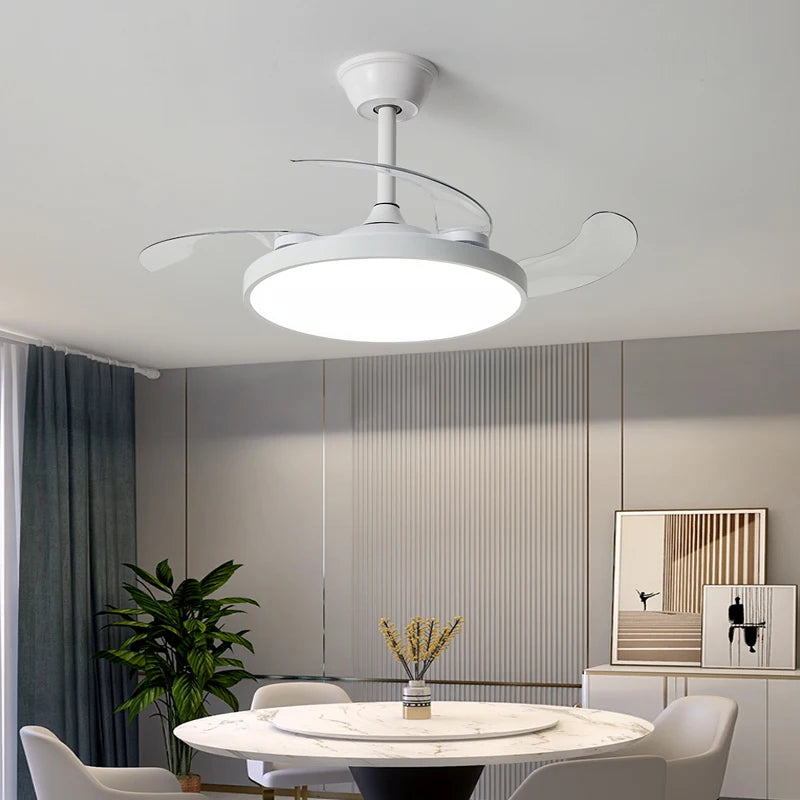 Electric Fan Chandelier Led Ceiling Lamp Room Decoration Dining Table Living Home Silent Bedroom Circulator Fan Light Fixture