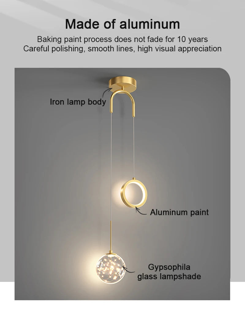 Nordic LED Pendant Light Indoor Lighting Fixture Living Bedroom Bedside Home Decoration Dining Table Hanging Lamps Pendant Lamp