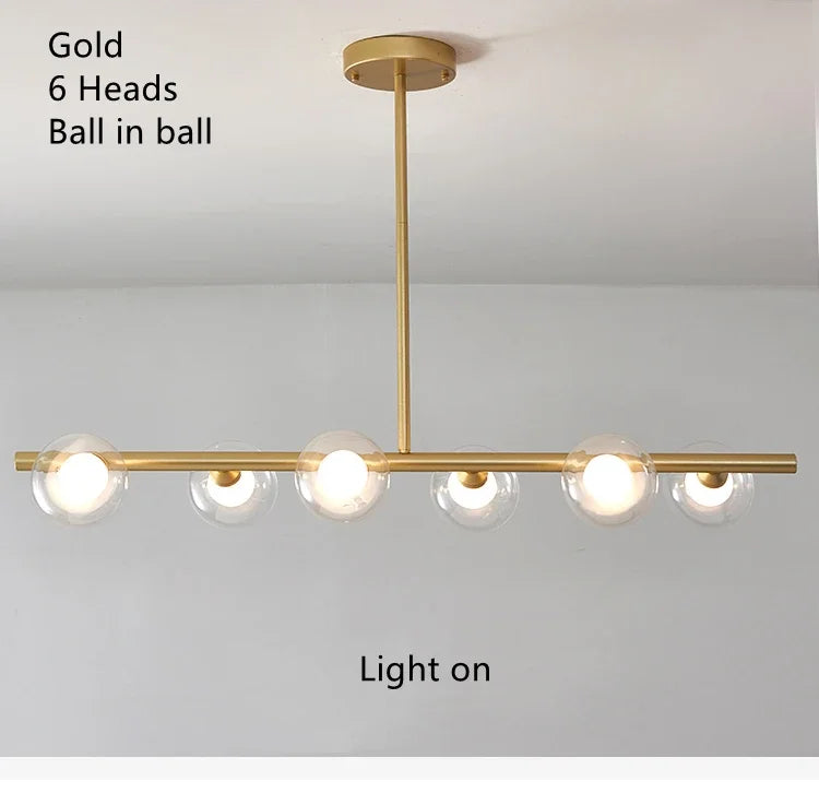 Modern 5/6 White Glass Balls Dining Room Chandelier for Kitchen Island Table Living Room Bedroom Suspension Lamp LED Lighting