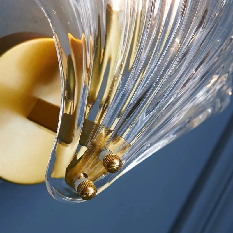 Nordic Simple Glass Shell Wall Lamp Bedroom Living Room Corridor Wall Light E14 Bedside Lamps Indoor Decoration Fixtures
