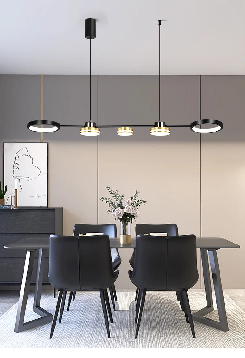 Pendant Lights Hanging Lamp Modern Table LED Long Linear Chandelier Kitchen Island Lighting For Dining Living Room Office Light