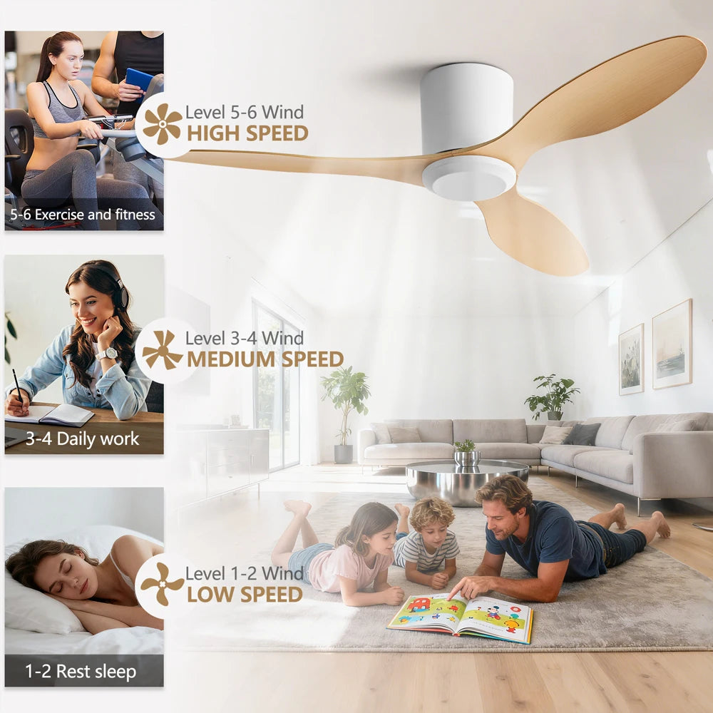 INTELLIGENT Black White Low Floor DC Motor Simple Modern Ceiling Fans Without Light Home Fan Only 17CM high 110-230V