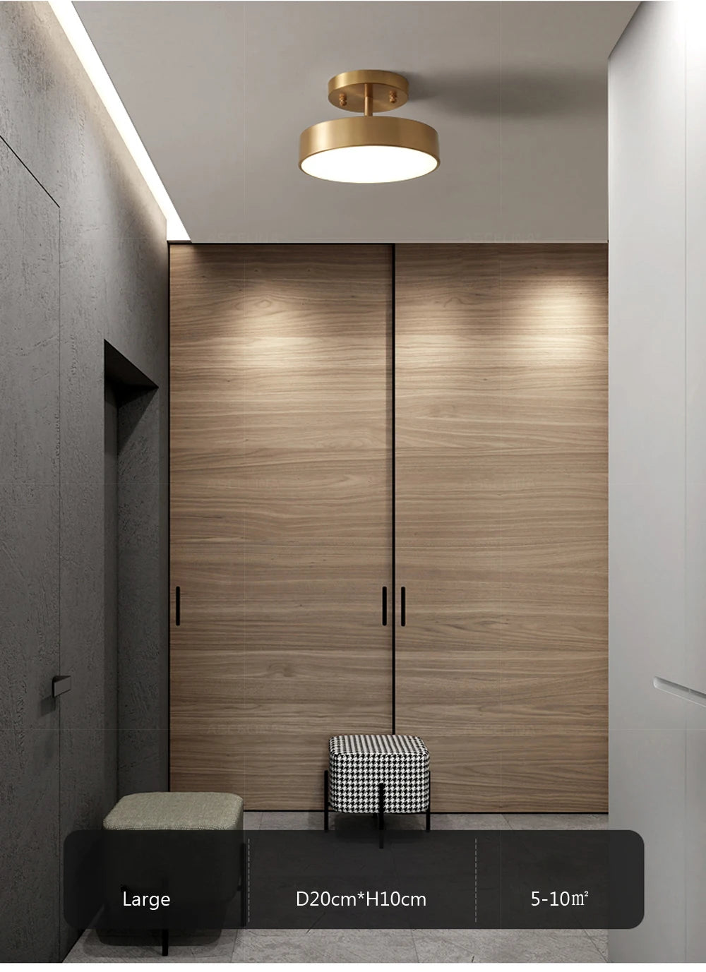 Modern LED Ceiling Light Copper Lamp For Bedroom Living Room Light Nordic Round Gold Black Entryway Corridor Aisle Decor Fixture