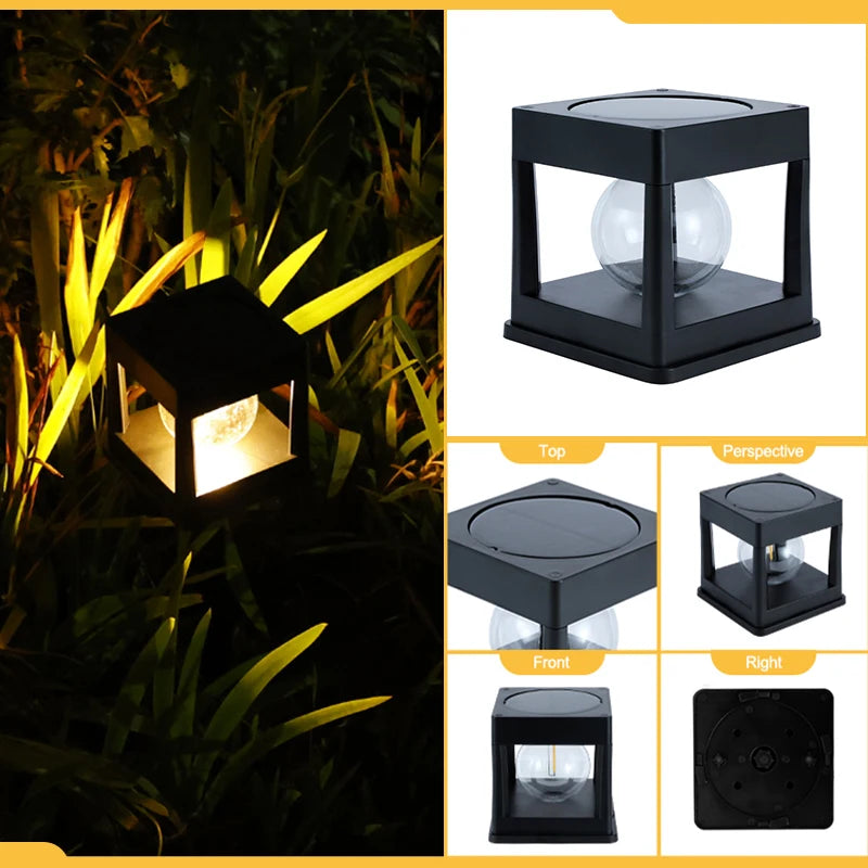 2LEDs Solar Column Head Lights Outdoor, Led Lawn Lamp, IP65 Waterproof Buried Light, for Garden Courtyard Park Column