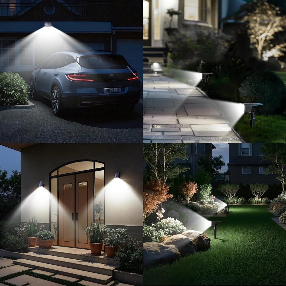 Solar Spot Lights Outdoor 59LED 2-in-1 Solar Landscape Spotlights IP65 Waterproof Solar Powered Flood Wall Lights for Outside