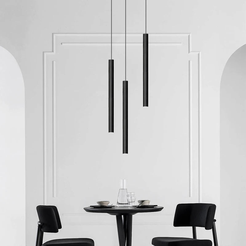 Cylindrical Modern Pendant Long Tube Lamp Hanging Cable Living Room Lamp Designer Villa Penthouse Lamp Led Staircase Chandelier