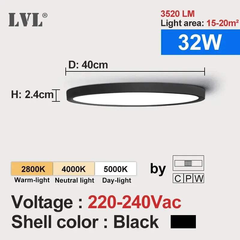 LVL LED Ceiling Light Wood Grain 3 in 1 Lighting Colors Home Lighing Kitchen Bedroom Bathroom Round Flush Ceiling Lamp
