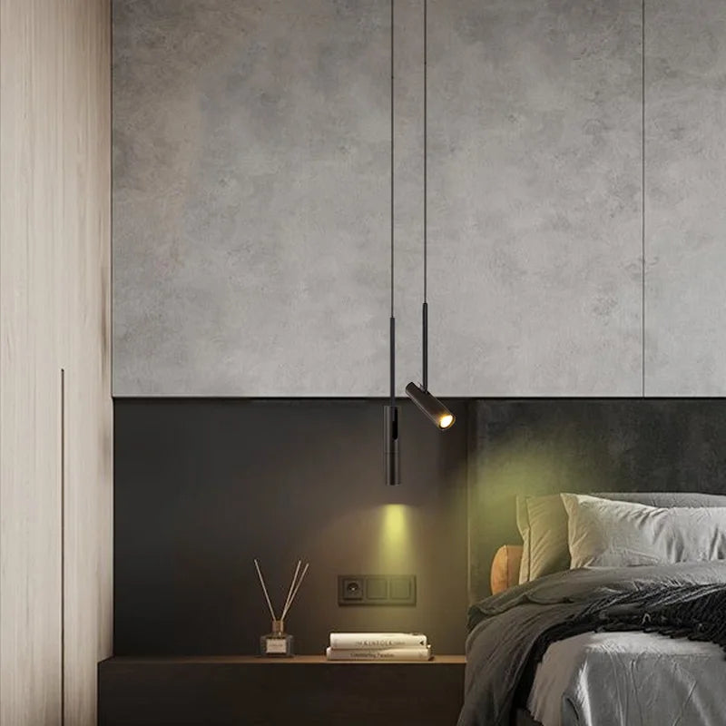 Nordic Black LED Chandelier Pendant Lights Bedroom Bedside Lighting Decor Dining Fixture Hanging Lamp Adjustable Angle Lustres