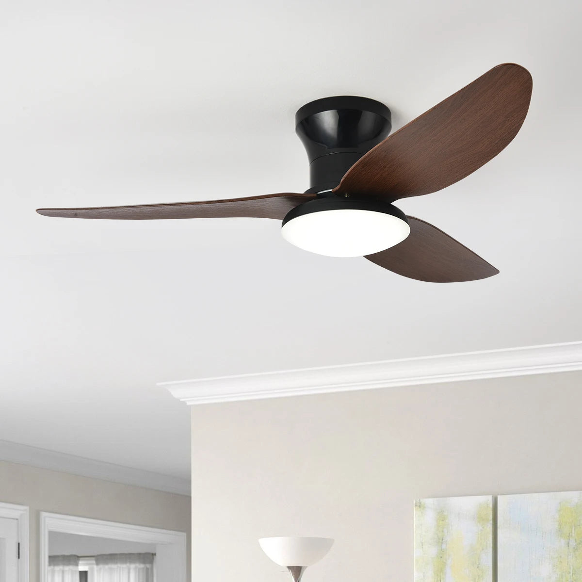 40inch Smart Bedroom LED Ceiling Fans Lights with Remote Control 6 Speeds Wind 3 Blades Dimmable Indoor Ceiling Fan Black White