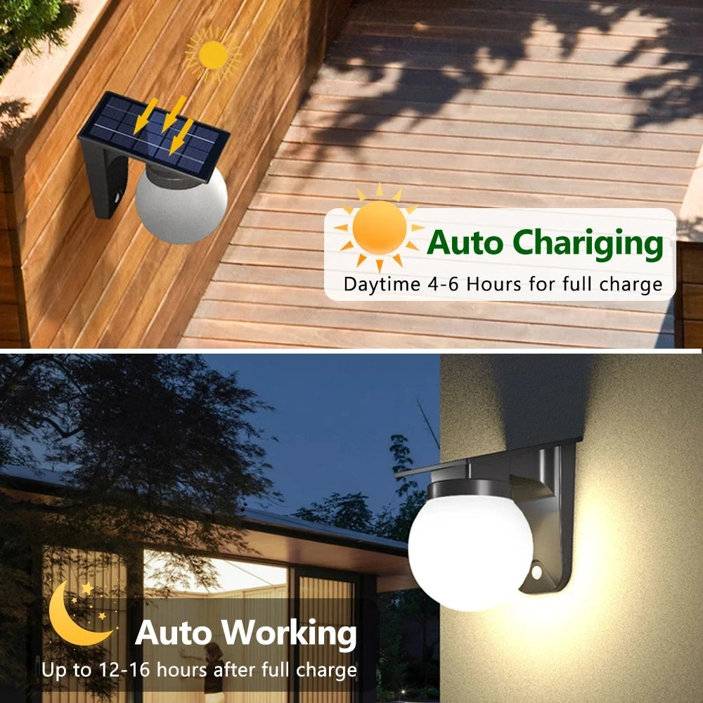 Solar Wall Lights Outdoor IP65 Waterproof Wireless Solar Powered Ball LED Lights for Backyard, Garden, Fence, Patio, Front Door