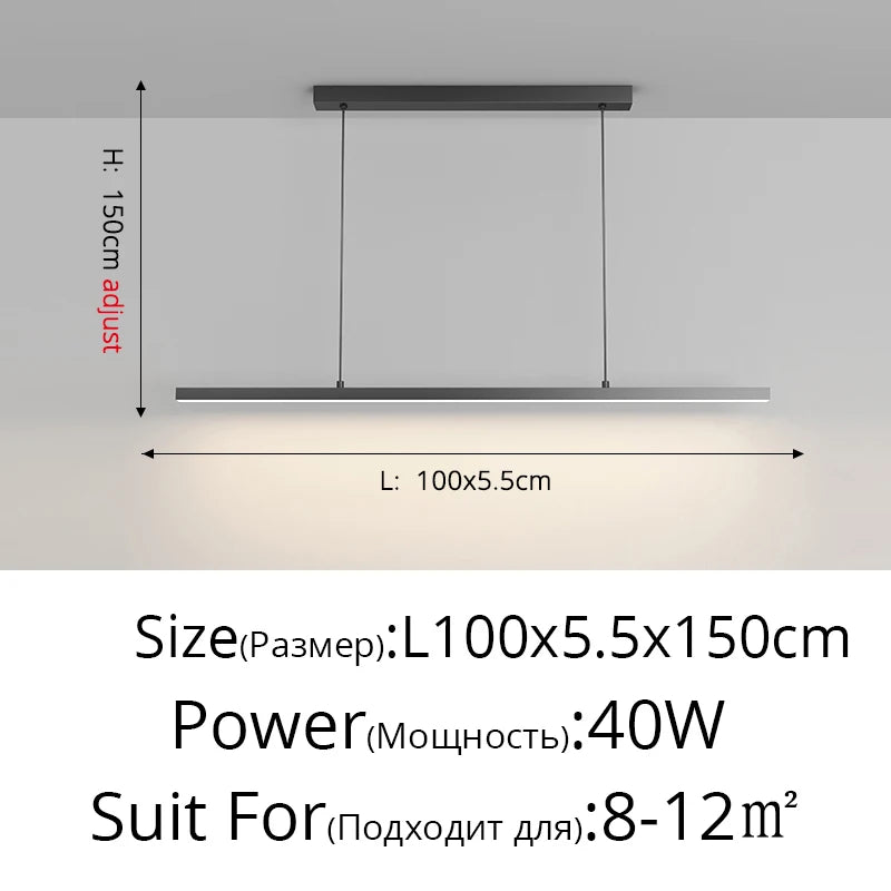 Minimalist One-word Restaurant Pendant Lights Designer Style Modern Dining Room Table Lamps Office Long Bar Table Chandelier