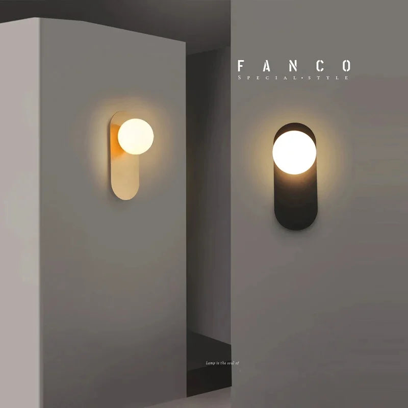 Frosted Glass Ball Indoor LED Wall Lamps with Plug Switch Black Gold G9 LED Wall Lights Wall Sconce for Corridor Aisle