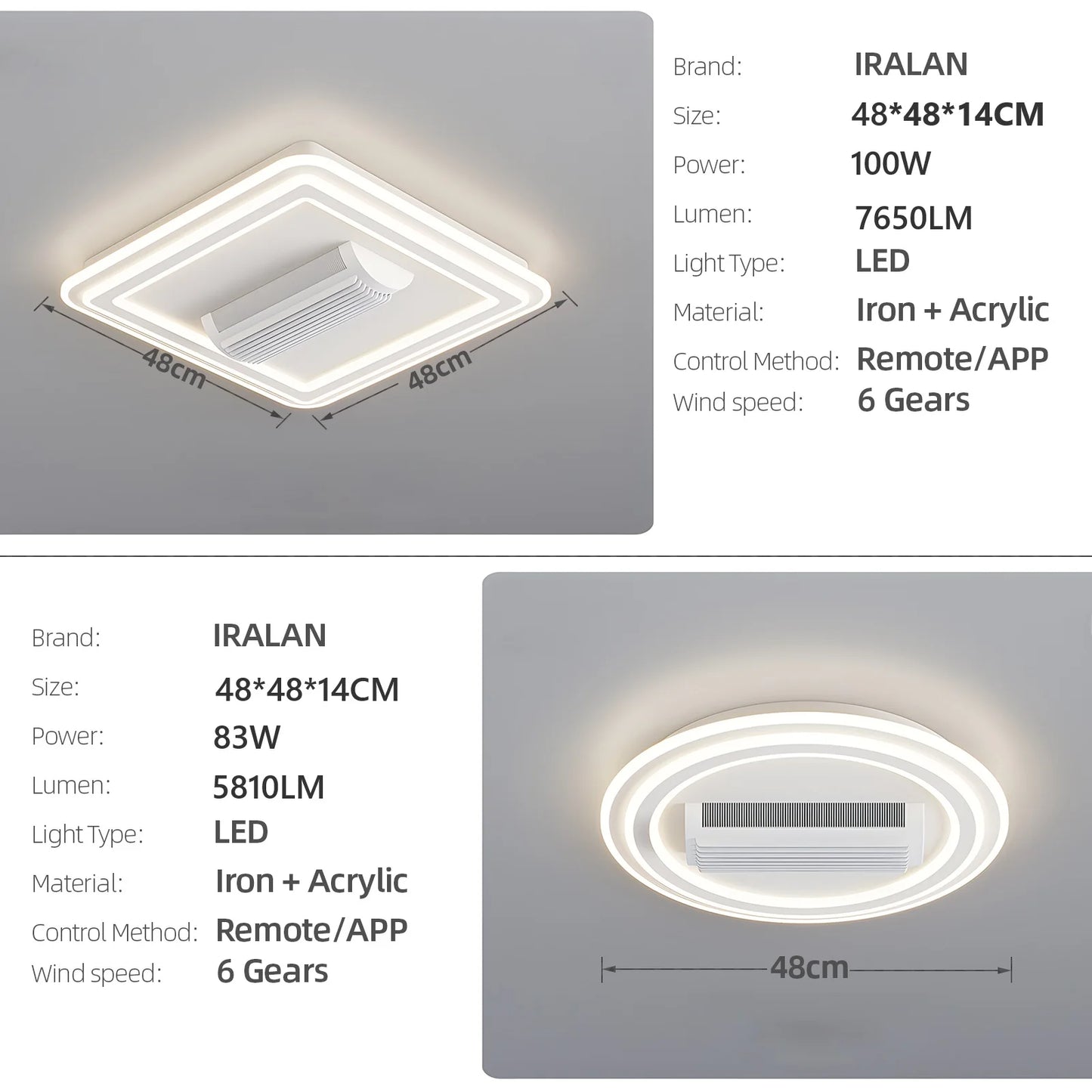 Nordic Smart LED Ceiling Fan Light APP Remote Control Dimming Square Round 220V Ceiling Fan Light Fixture Bedroom Living Room