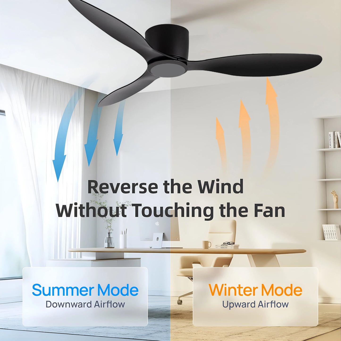 Jelena 42 52 Inch Smart Ceiling Fan No Light DC Motor Cooling Fans Lamp Low Floor Ceiling Fan with Remote Control Electric fan