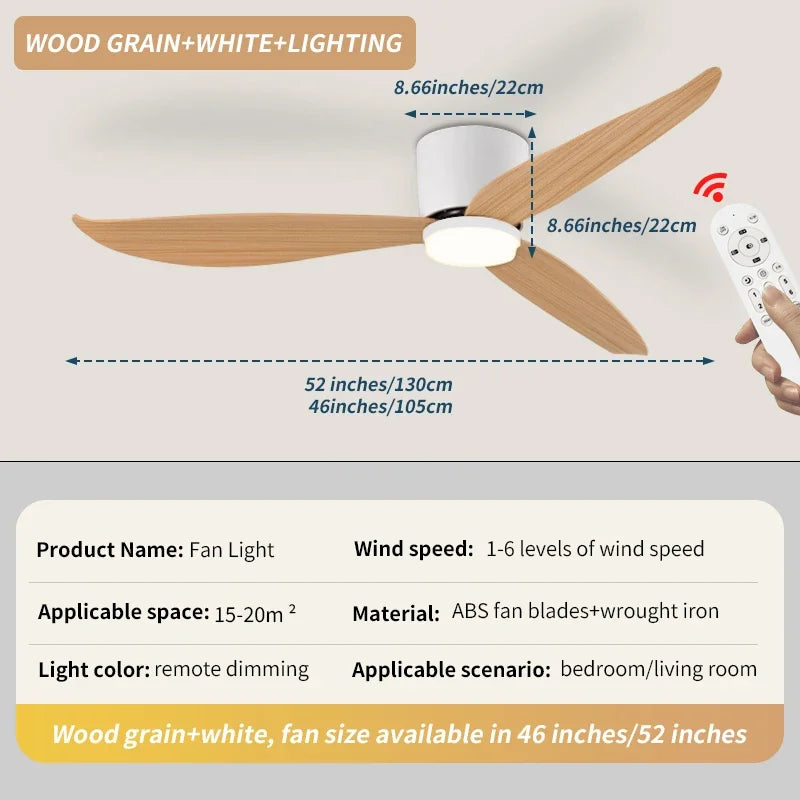 46 52 Inch LED Pendant Light, Bedroom, Dining Room, Living Room, Intelligent Remote Control Dimming Fan, Nordic Style 96-220V