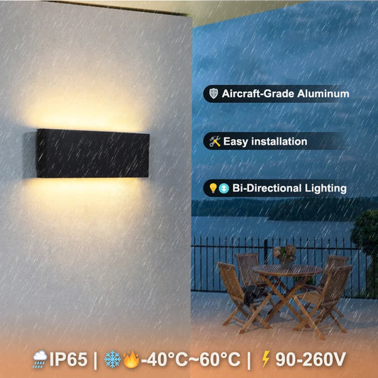 20W LED Aluminum IP65 Waterproof Outdoor Wall Light 30cm,Dual-Sided Lighting for Porch/Garden/Garage 110V 2220V