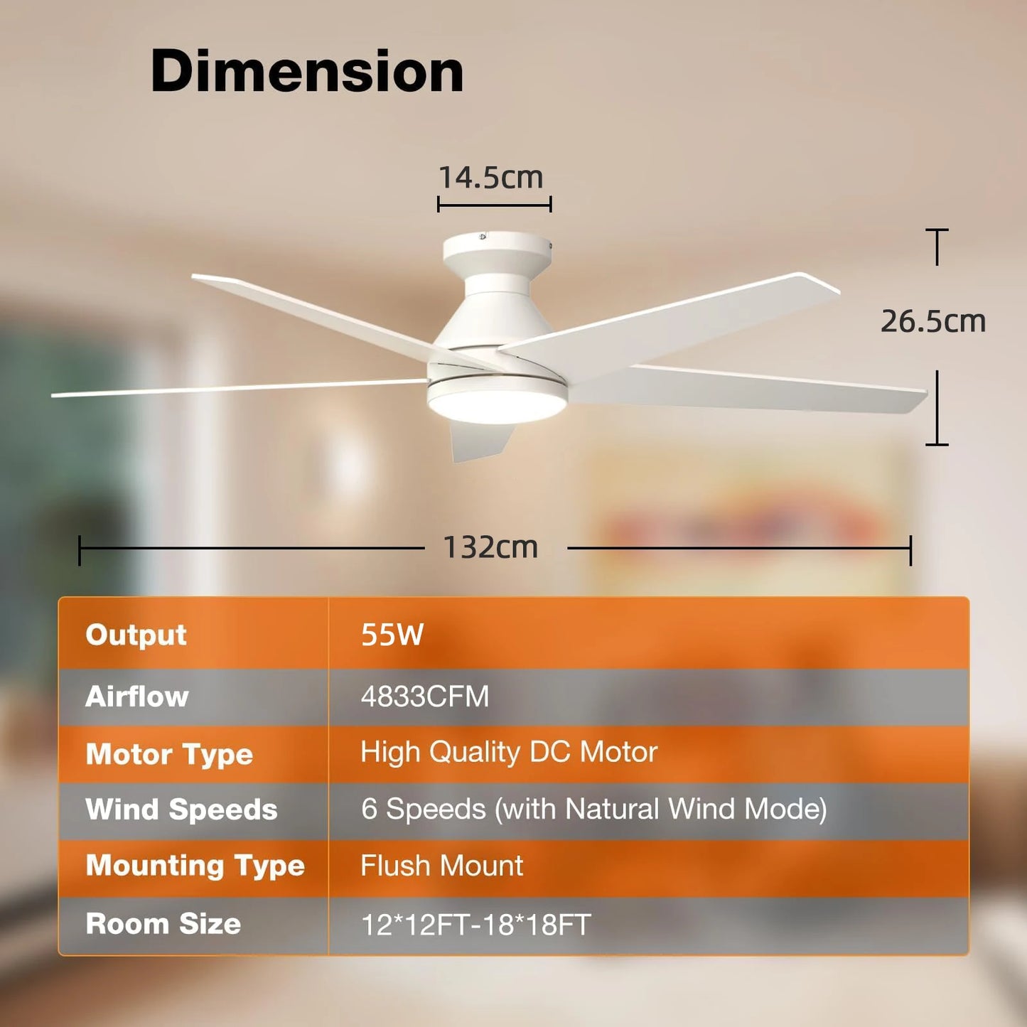 Large Lighting Ceiling Fan with Remote Control Dimming Home Silent Cool Electric Fan Nordic Living Room Ceiling Fans with Lights
