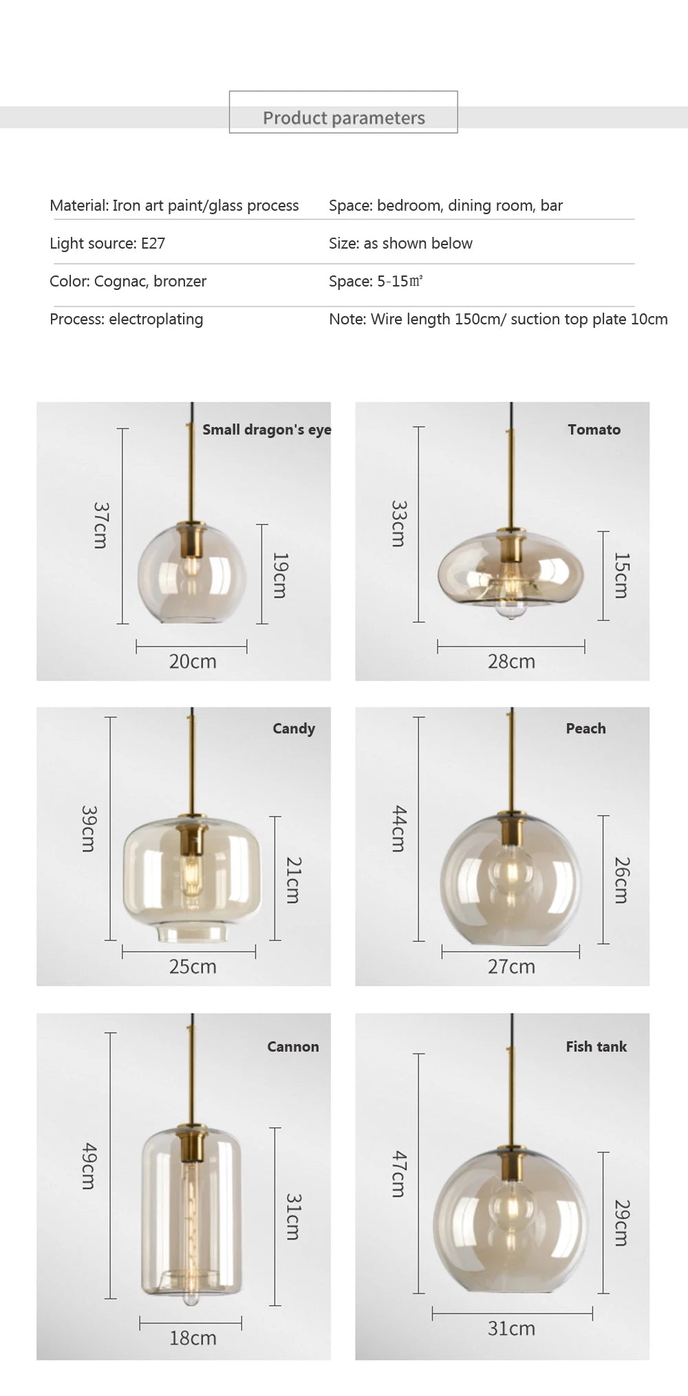 Modern Nordic hanging loft  Glass lustre Pendant Light industrial decor Lights Fixtures E27/E26 for Kitchen Restaurant Lamp