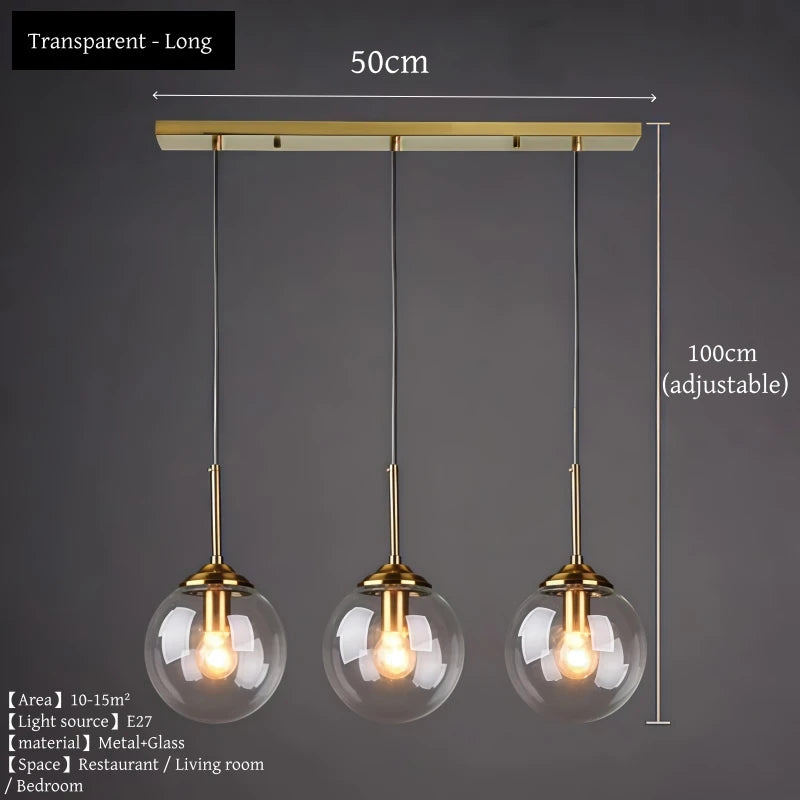 Modern Luxury Metal Chandelier Nordic Creative LED Glass Pendant Lamp Living Room Dining Room Bedside Simple Small Hanging Lamp