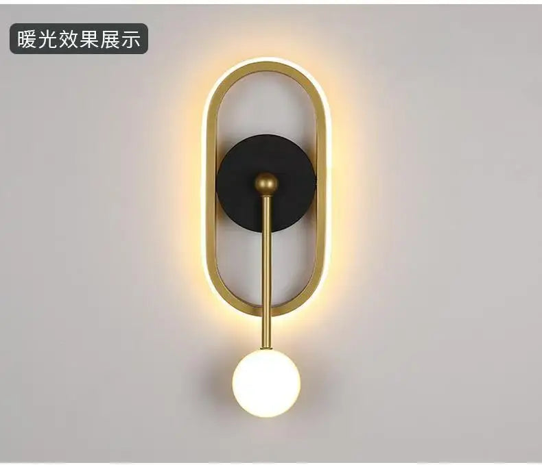 LED wall lamp, bedroom bedside lamp, new internet famous living room TV background wall lamp, simple and modern hallway staircas