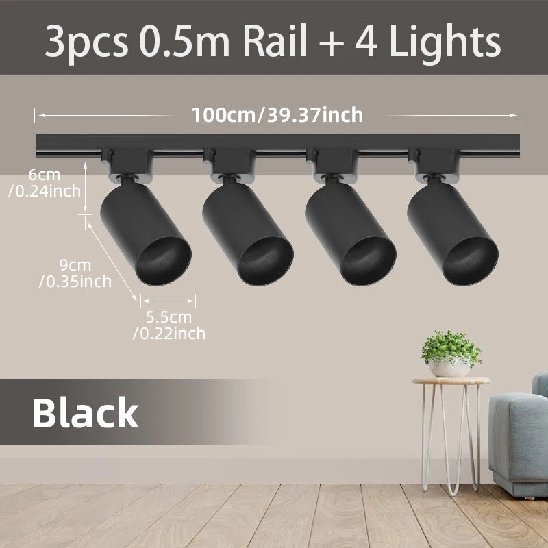 Full Set Track Light Led Ceiling Rail Lights Replaceable GU10 Light Source Spotlight for Living Room Bedroom Led Spot Track Lamp