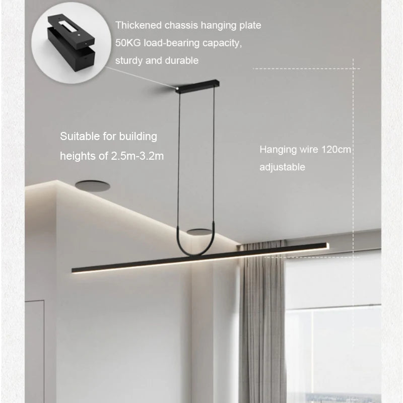 Minimalist LED Pendant Light Linear Wave Light Fixtures Adjustable Hanging Chandelier for Kitchen Island Dining Room Living Room
