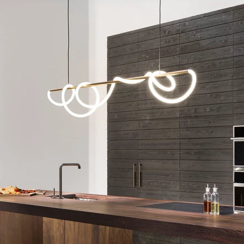 Led Chandeliers For Living Room Dining Pendant Modern Style Hanging Lamp For Ceiling Linear Lamp Long Strip Designer Light 200CM