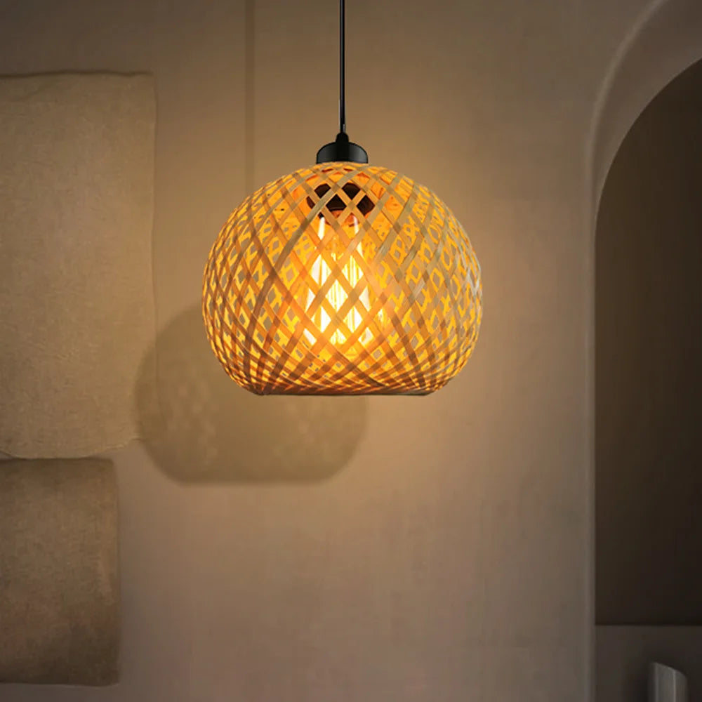 Bamboo Pendant Lamp Hanging Lamp Handmade Rattan Chandelier Fixture Restaurant Dining Room Indoor Lighting AC85-260V