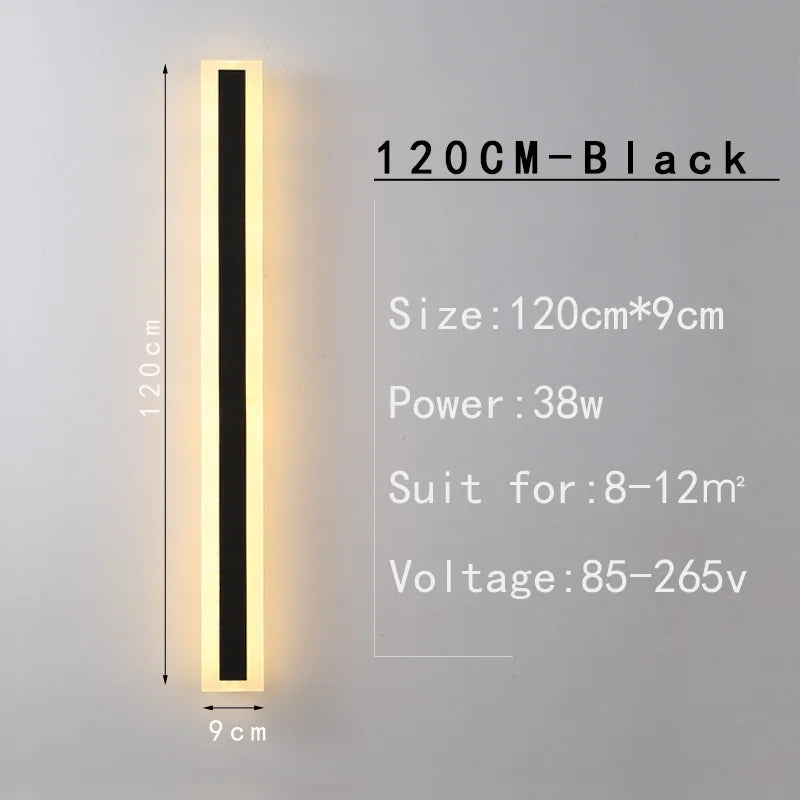 Outdoor IP65 waterproof Long strip lamp, simple LED wall light suitable for courtyard, villa, gate, garden outdoor decoration