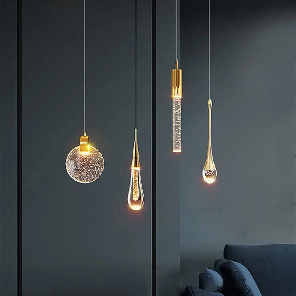 Nordic Crystal Pendant Lights LED Ceiling Lamp Bedside Hanging Lighting for Living Room Kitchen Bedroom Ceiling Home Decor