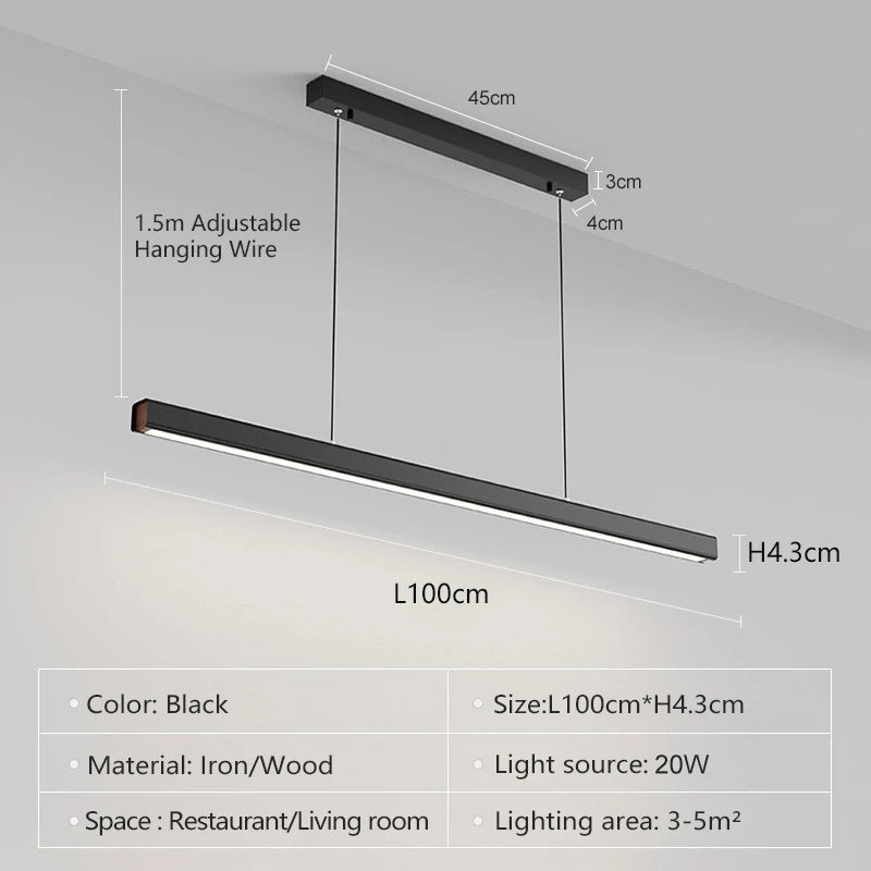 Modern LED Pendant Light 80/100CM Lines High-End Feel For Restaurants Offices Conference Rooms Long Strip Lighting Fixtures