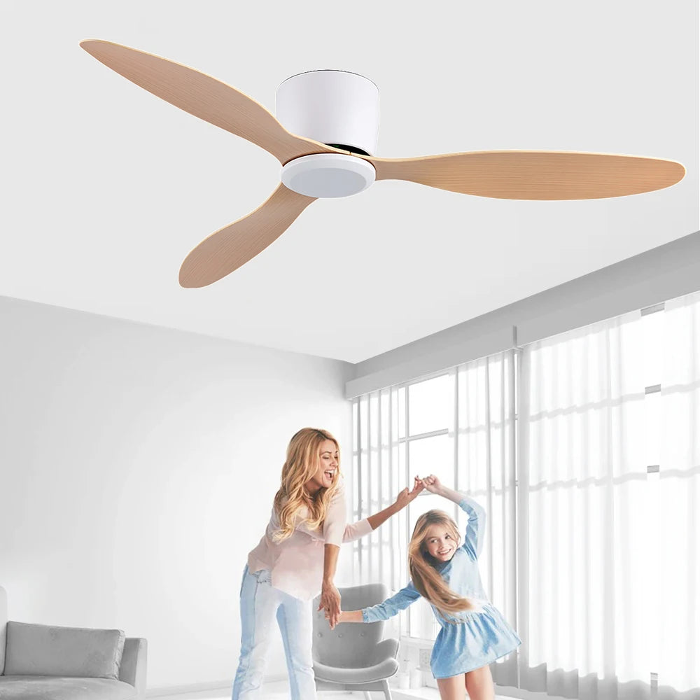 IRALAN 42inch/52inch Ceiling Fan without Light,6-Speed Reversible, Timer, Outdoor Bedroom Living Room-White/Black/Wood