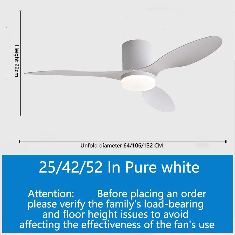 25/42/52inch Modern Ceiling Fan with LED Light APP Control DC motor Large Air Volume Simple Home Fan 110-230V