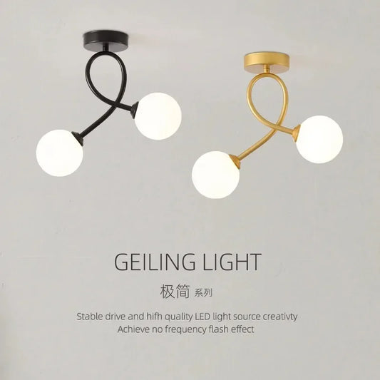 Modern Glass Ceiling Lights Minimalist Black Gold Ceiling lamp Indoor Lighting Hallway Aisle Balcony Entryway Cloakroom Fixtures